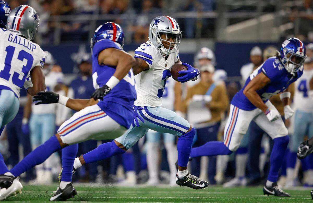 Dallas Cowboys wide receiver Brandin Cooks runs the ball on Sunday, November 12, 2023, at AT&T Stadium in Arlington.