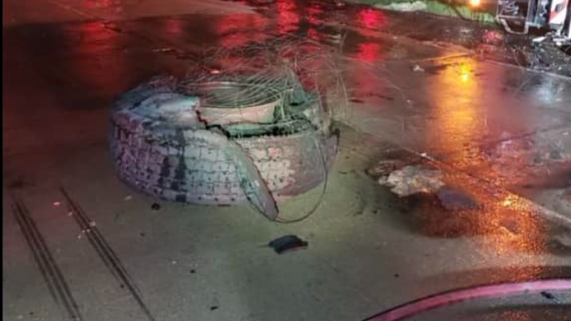 A tire that exploded on a commercial vehicle on U.S. Highway 287 Friday night may be responsible for the loud noise people in the area report hearing, Mansfield police say.