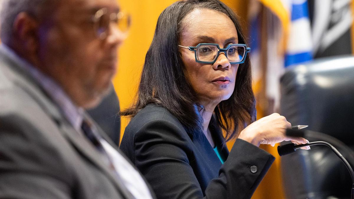 Alisa Simmons, the Tarrant County Commissioner of Precinct 2, listens during the public comment portion of a meetings in June 2025.