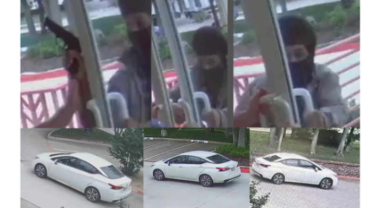 Images from surveillance footage show the suspect and vehicle that Southlake police are seeking in connection with an attempted armed robbery on Tuesday April 29, 2025.