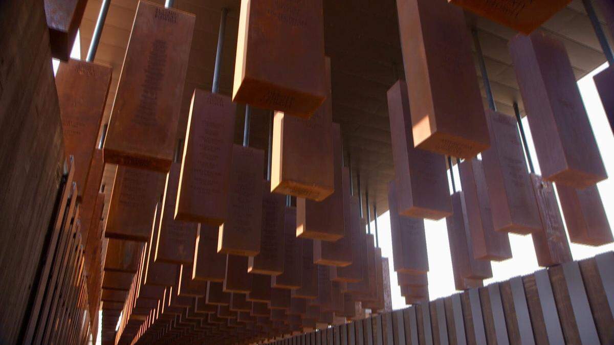 The National Memorial for Peace and Justice in Montgomery, Ala., recognizes 4,000 victims of racial terror lynchings with names engraved on 800 suspended concrete columns.