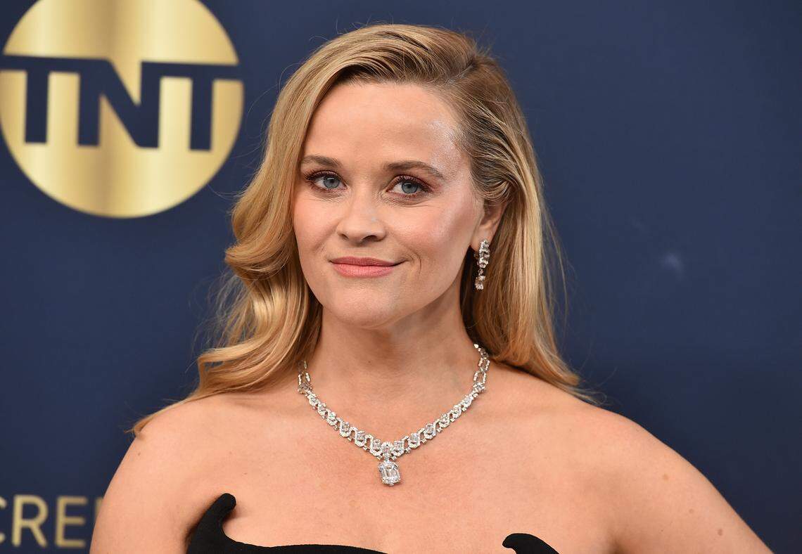 Reese Witherspoon arrives at the 28th annual Screen Actors Guild Awards at the Barker Hangar on Sunday, Feb. 27, 2022, in Santa Monica, Calif. (Photo by Jordan Strauss/Invision/AP)