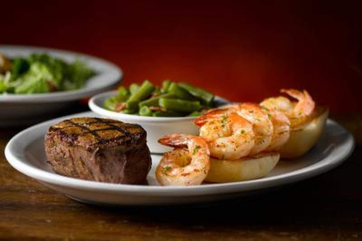 A 6-ounce fillet and grilled shrimp is one of the offerings at the Texas Roadhouse restaurant.