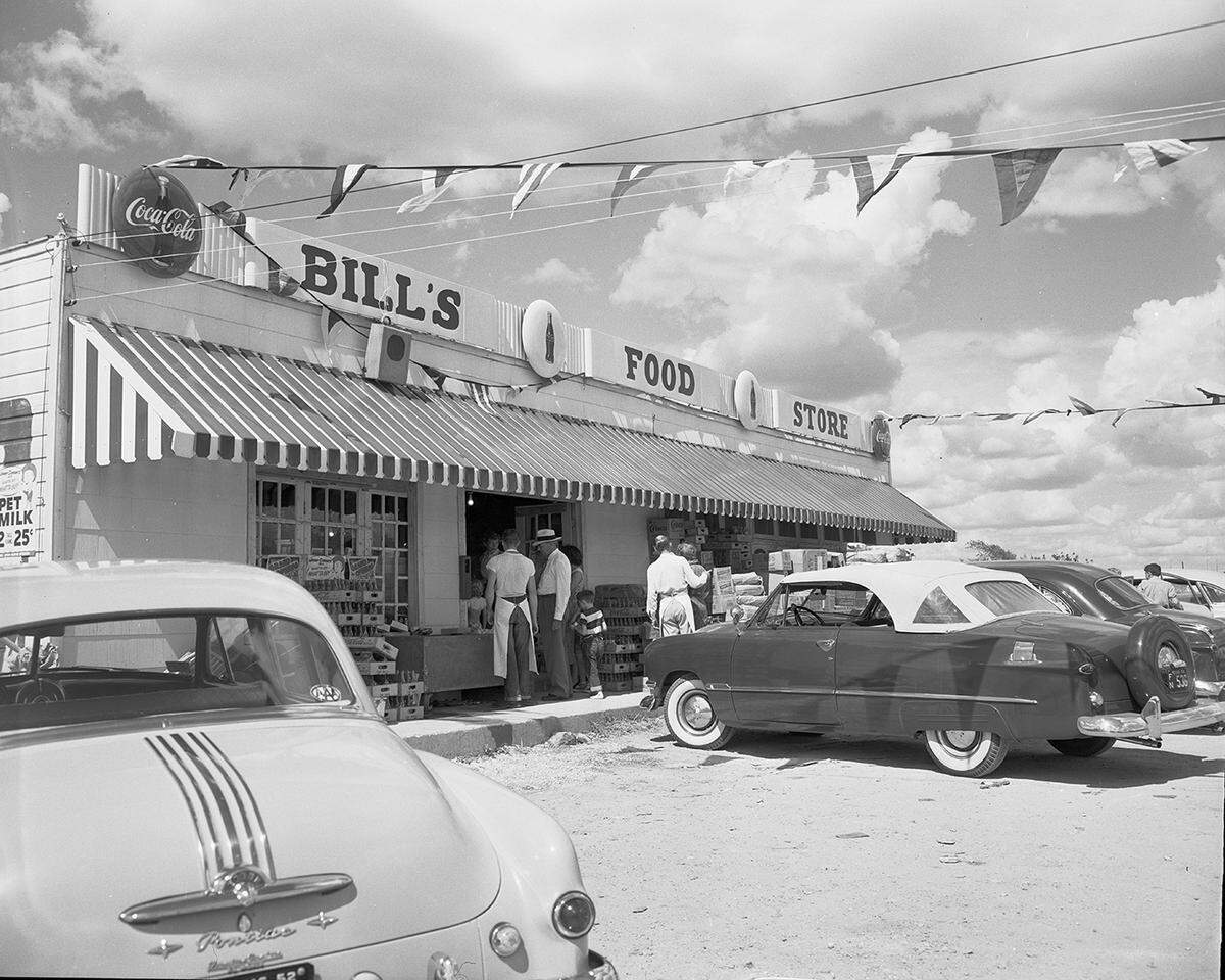 July 12, 1952: “Customers cluster Saturday afternoon in Bill’s Food Store No. 2 at 3701 E. Rosedale St. (which today is the site of a Family Dollar on the northeast corner of the traffic circle). Two “Bill’s” stores opened here over the weekend, the other at 1642 E. Hattie (at the corner of East Vickery Boulevard near Riverside Drive).”
