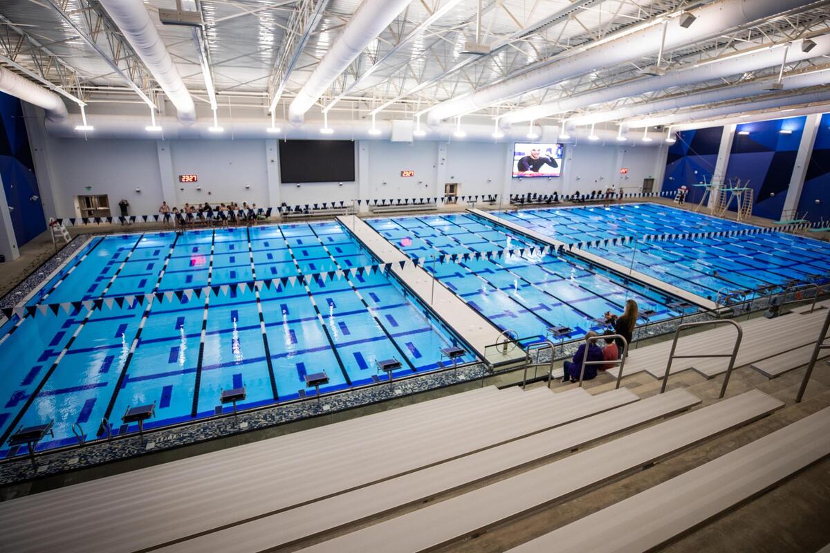 Swimmers get ready during a meet Tuesday, Nov. 10, 2020, at the new Arlington ISD Athletics Center.