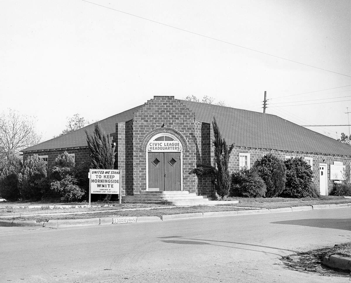 The Southeast Side Civic League took over the former Calvary Assembly of God Church and used it for its late 1950s programs to prevent “colored encroachment” in Morningside.