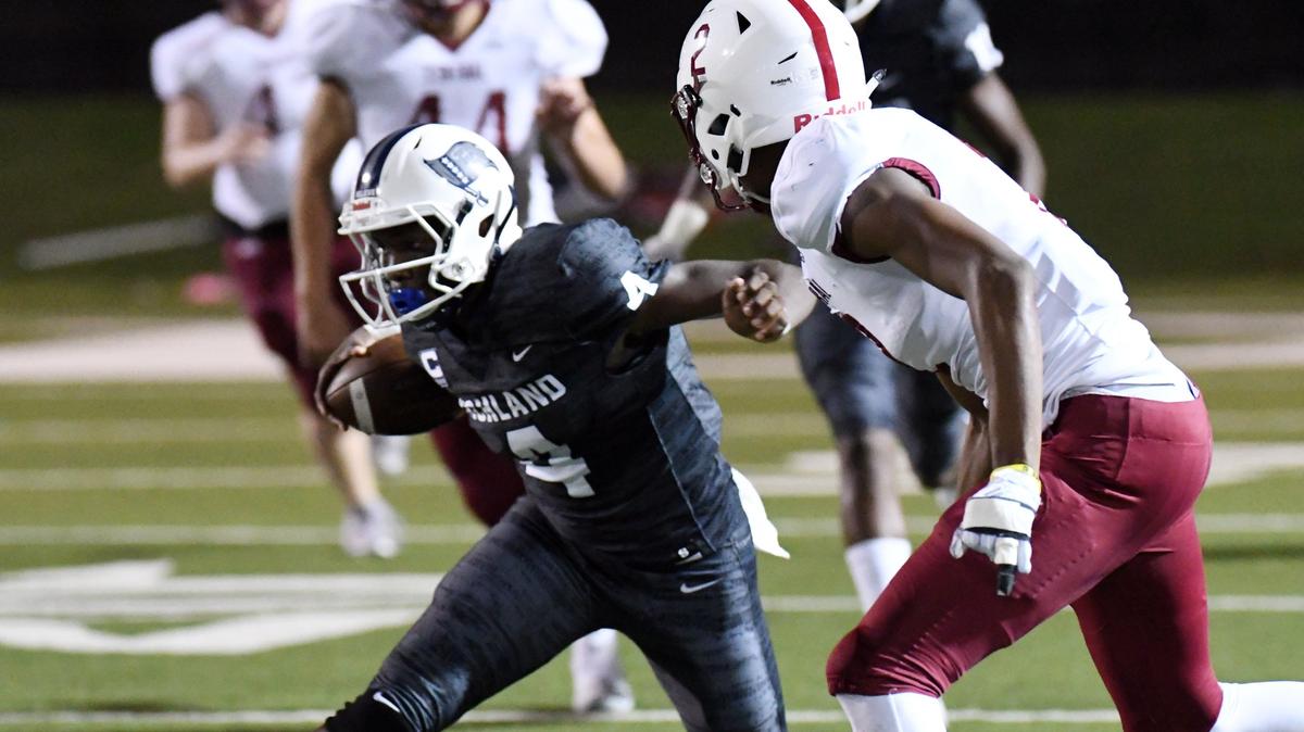 Richland’s Rashee Rice, left  cuts back on a catch and run for a first down as Keller Central’s Kacee Williams defends  in the second quarter of Friday’s September 7, 2018 football game at the Birdville Athletic Complex in North Richland Hills.   Special/Bob Haynes