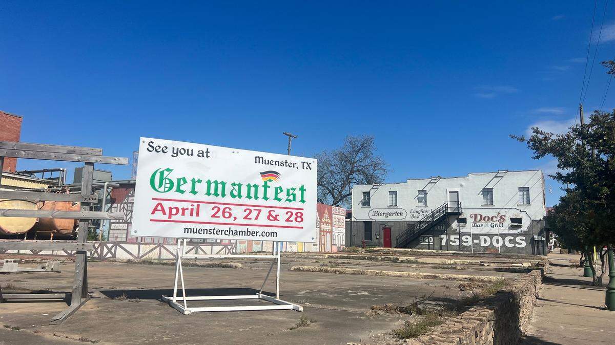 A poster advertising Germanfest, put on by the Muenster Chamber of Commerce on Muenster’s Main St.
