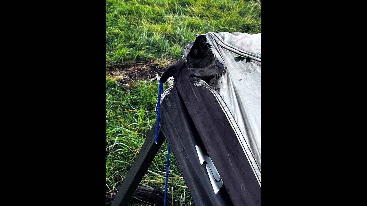 Fourteen people were under a canopy that was hit by lightning during a severe thunderstorm on Sunday evening, June 1, at Mustang Park in North Texas.