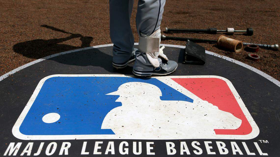 FILE - In this April 24, 2013, file photo, Cleveland Indians second baseman Jason Kipnis stands on the Major League Baseball logo that serves as the on deck circle during the first inning of a baseball game between the Chicago White Sox and the Indians, in Chicago. (AP Photo/Charles Rex Arbogast, File)