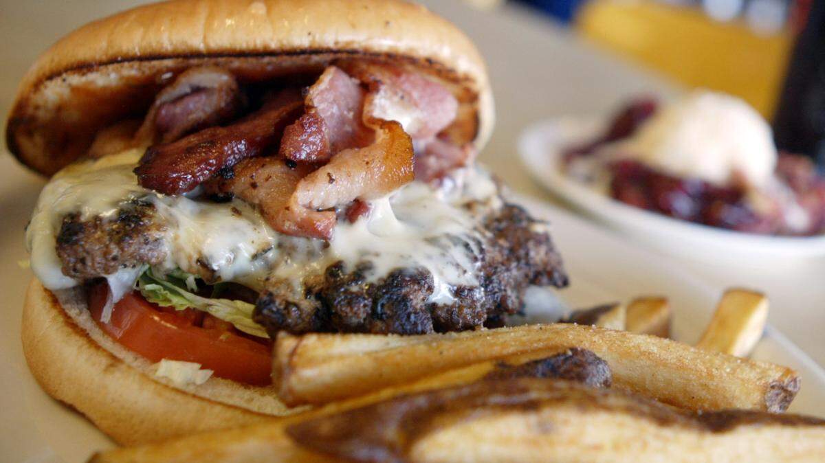 A blue cheese-bacon burger at M & O Station Grill in Fort Worth.