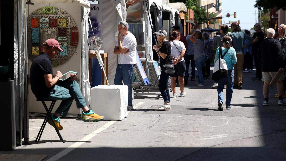Visitors crowd downtown Fort Worth during the second day of the Main Street Arts Festival on Friday, April 21, 2023.