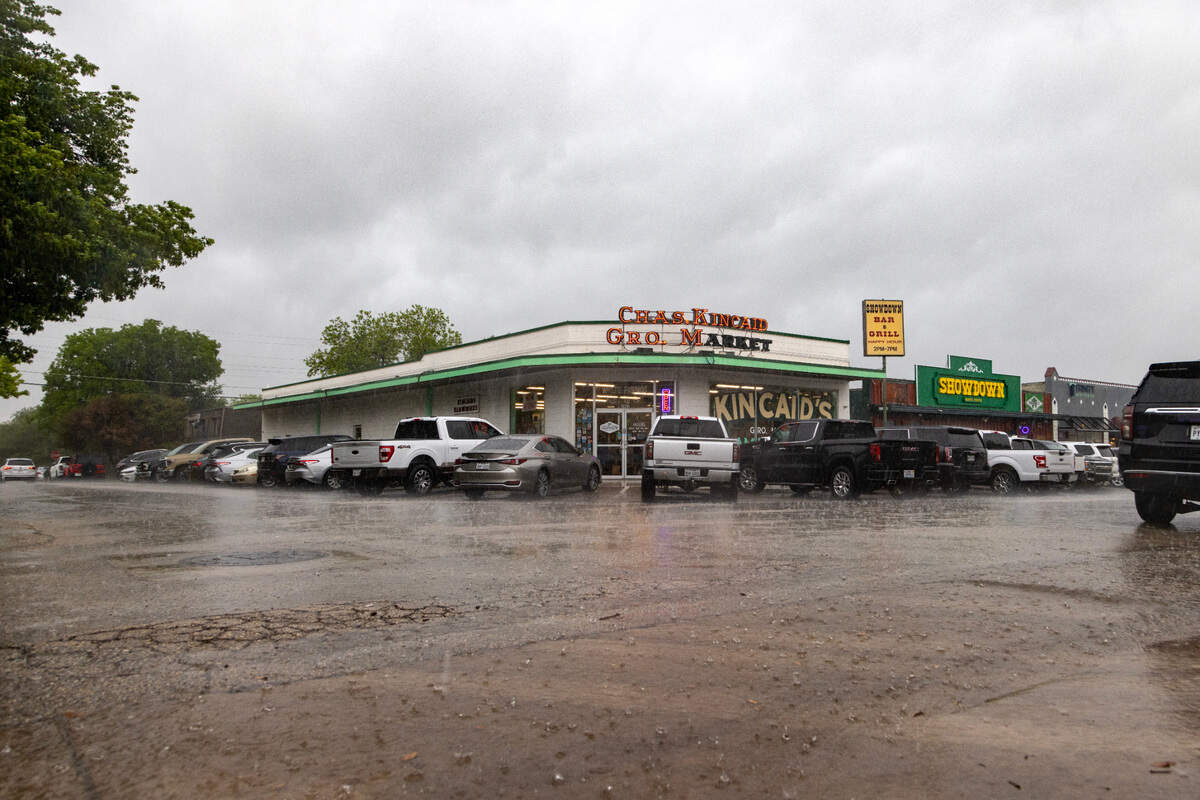 Rain pours down in Fort Worth on Wednesday, April 26, 2023. Hail, damaging winds and tornadoes could occur due to severe weather Wednesday evening.