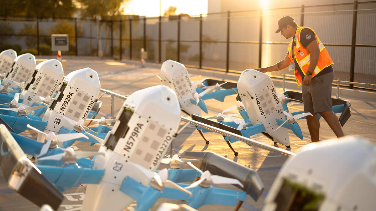 A fleet of Amazon Prime drones.