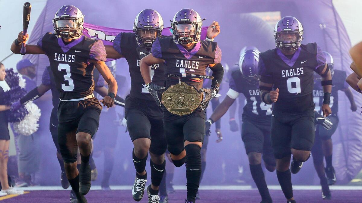 The Crowley Eagles enter the field to face Saginaw, Friday night, September 27, 2019 played at Eagle Stadium in Crowley, TX.