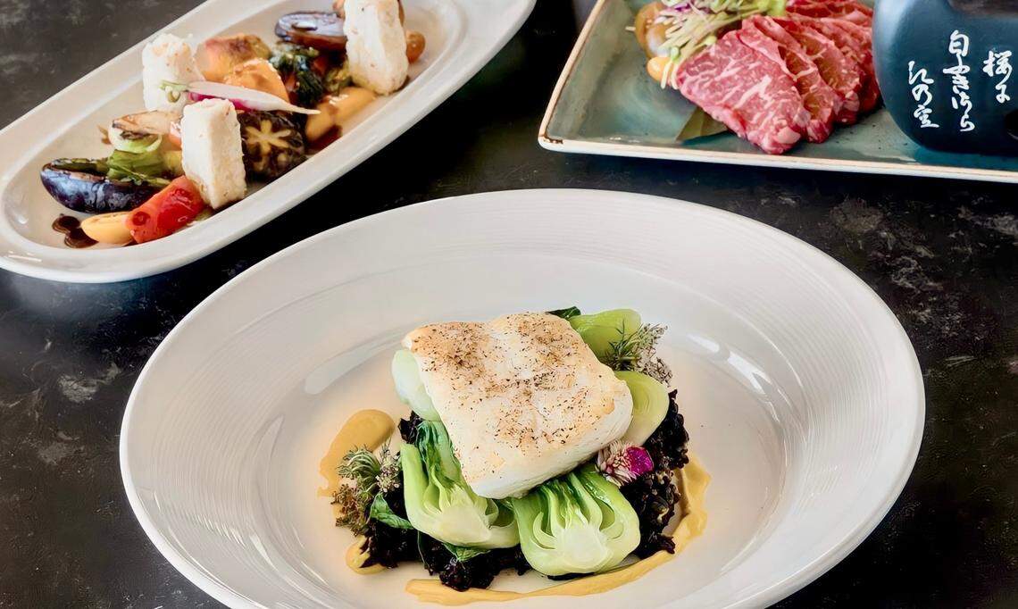 Market vegetable tofu, “Forbidden” halibut and Ishayaki stone cooking at Musume.