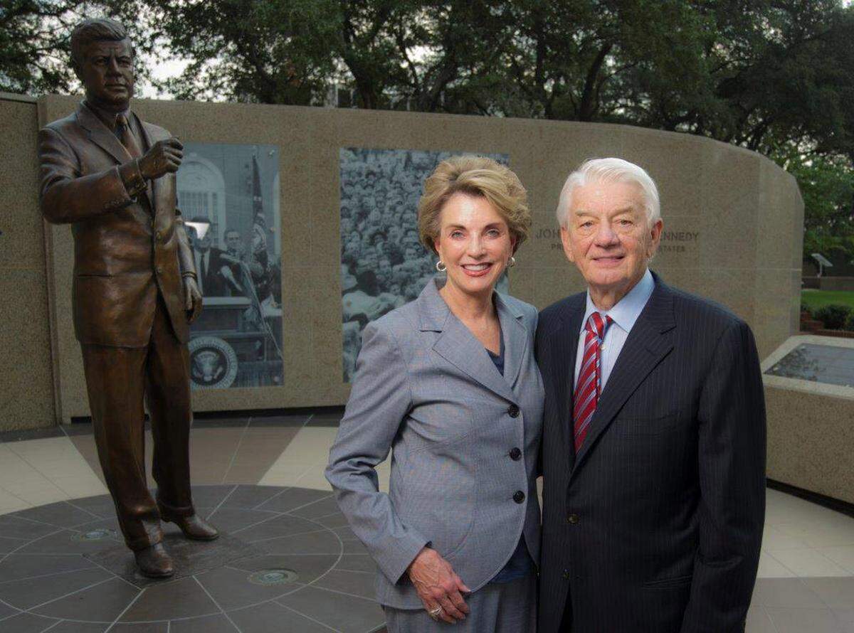 Shirlee and Taylor Gandy at the JFK Tribute in downtown Fort Worth in May 2015. The Gandys played a key role in fundraising for the memorial to the slain president’s Fort Worth visit.