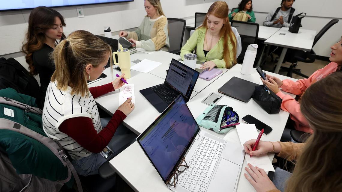 Nursing students attend their first class at the new College of Nursing School at University of North Texas Health Science Center on Monday, Jan. 13, 2025, in Fort Worth. The nursing school was established in 2023 to address the nursing shortage in Texas.