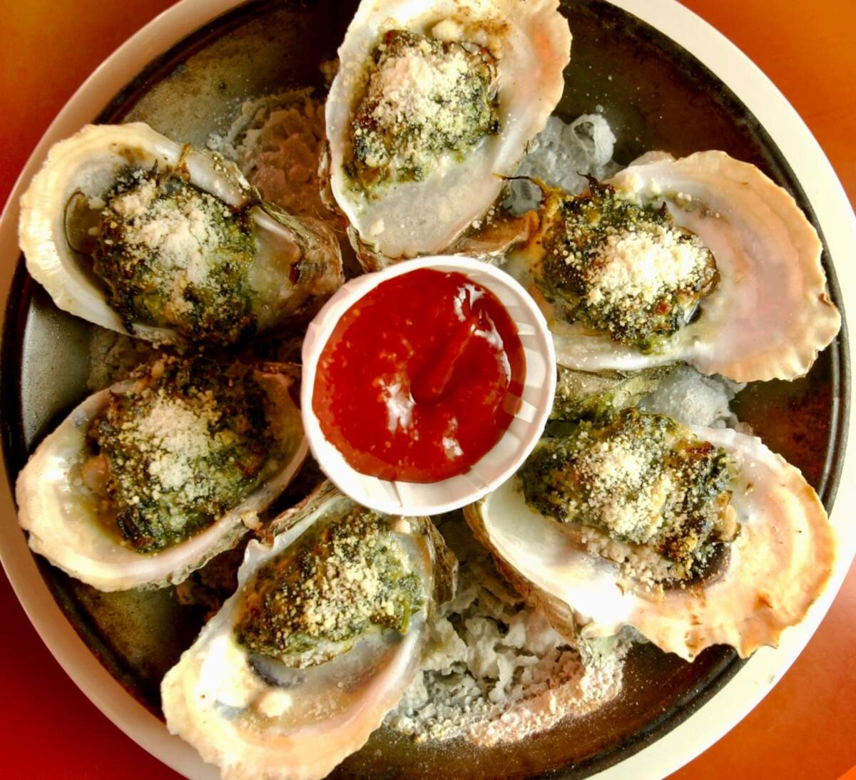 Oysters Rockefeller at J&J Oyster Bar.