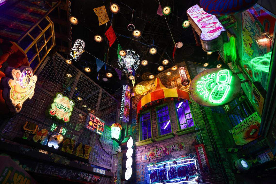 Lamp shop alley at the Meow Wolf Grapevine ‘The Real Unreal’ at the Grapevine Mills Shopping Mall in Grapevine, Texas on Thursday, July 20, 2023.