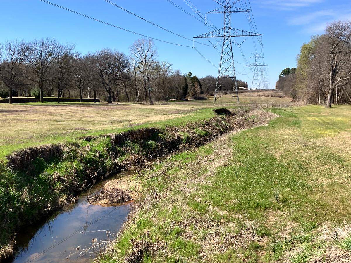 A small creek running through Jan and Roger Hurlbut’s neighborhood west of Mansfield. If developer Provident is allowed to build a wastewater treatment facility for a new proposed residential community, treated effluent will travel down this creek toward Joe Pool Lake.