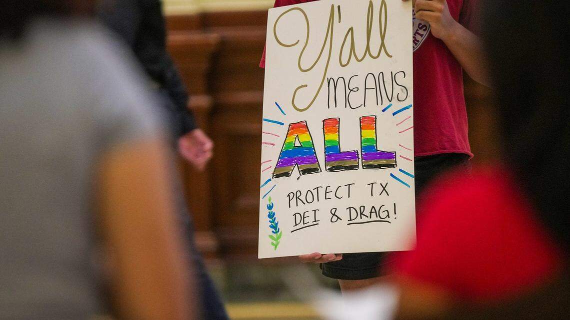 Students who are against proposed legislation to ban DEI in colleges and universities gathered for a sit-in at the capitol to protect DEI on Thursday, March 23, 2023. Texas