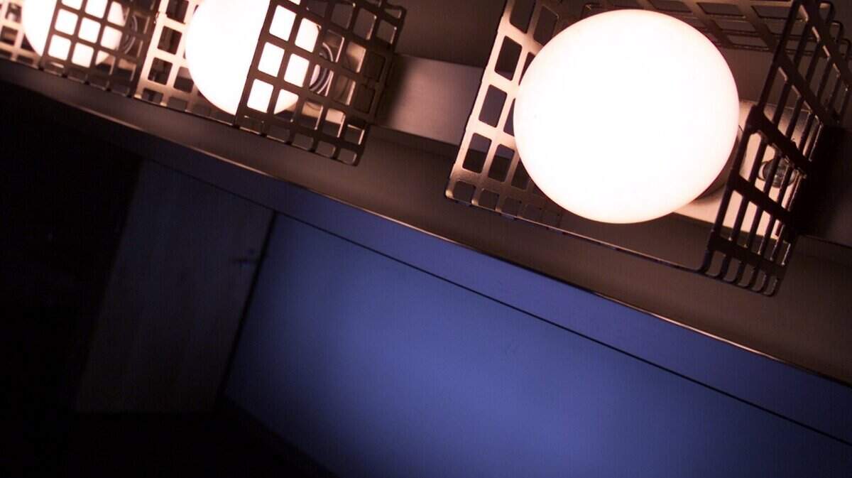 ARL NEXTSTAGE 13 - FOR ARL NEXTSTAGE AS NEEDED - Dressing room lighting detail at the soon-to-open NextStage in Grand Prairie. Obe of the moveable curtains is visible in the background. Staff photo Paul Moseley 1/300/02***DIGITAL IMAGE*** Theater. Performance hall.