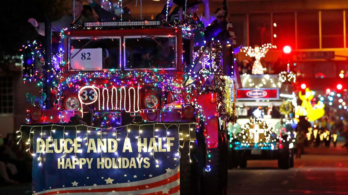 Intricately lit floats awed those who attended the Parade of Lights in downtown Fort Worth, Texas, Saturday, Nov. 24, 2019. More than 100 entries marched in the 2019 Parade of Lights. (Special to the Star-Telegram Bob Booth)