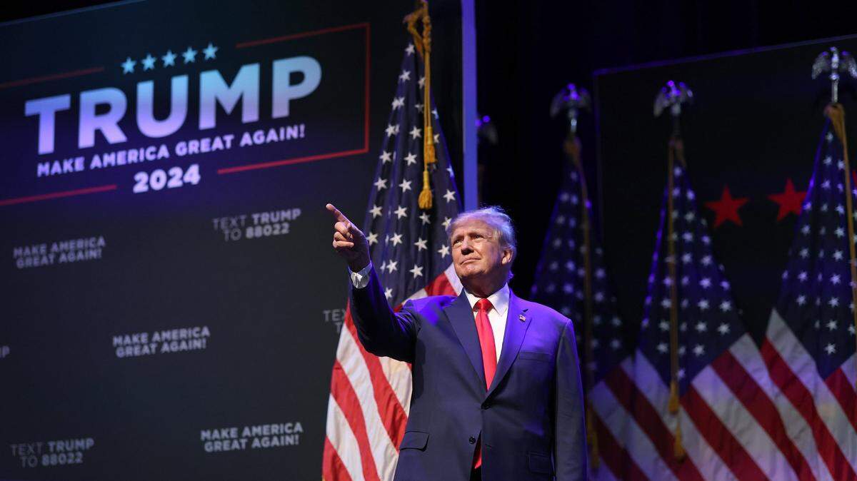 Former President Donald Trump arrives for an event at the Adler Theatre on March 13, 2023, in Davenport, Iowa. (Scott Olson/Getty Images/TNS)