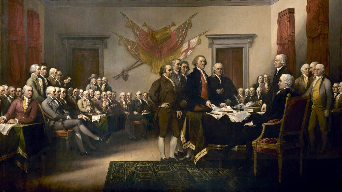 “Declaration of Independence” in the U.S. Capitol rotunda by John Trumbull.