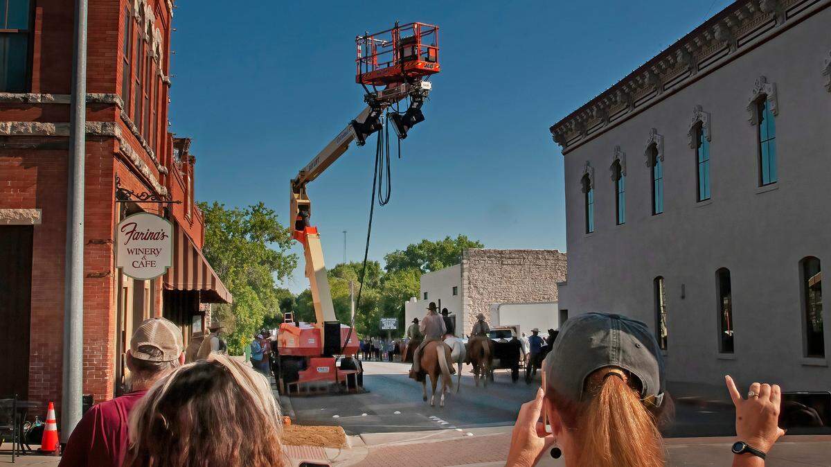 The historic Granbury square was transformed into late 19th century Fort Worth in 2021 for “1883.”
