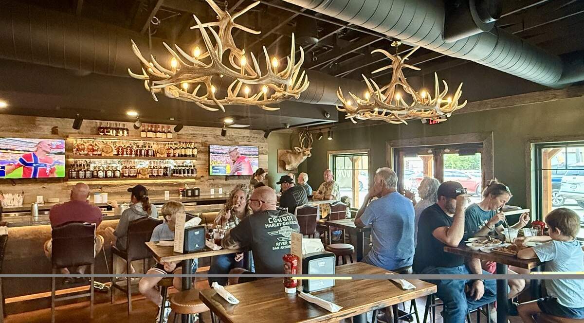 A new bar and dining area has been added at Ranchman’s by Marty B, the reopened Ranchman’s Cafe (the “Ponder Steak House”) in Ponder, Texas, seen July 5, 2026.