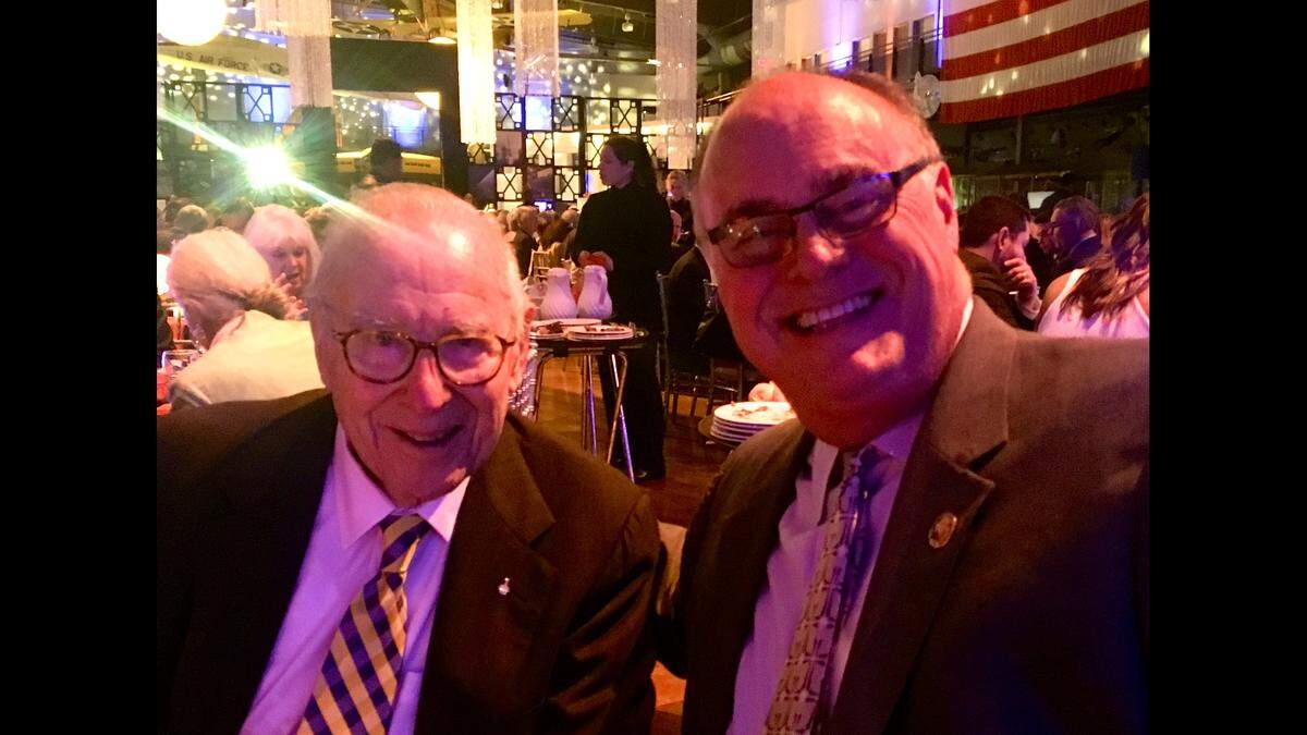 Astronaut Jim Lovell (left) and Mark Davis.