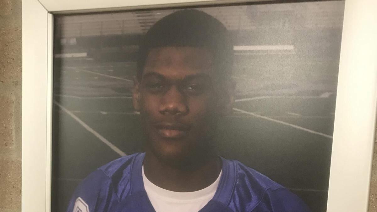 The photo displayed of current Dallas Cowboys defensive end Randy Gregory at Hamilton Southeastern High School in Indianapolis, where he was a two-sport athlete. He graduated in 2011. Gregory was recently reinstated by the NFL after serving a two year suspension.