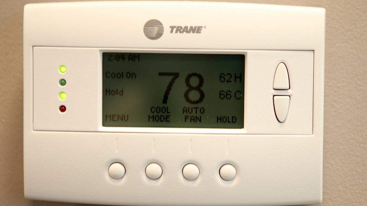 A thermostat that can be controlled remotely is part of several devices used in Verizon’s new home monitoring technology, photographed in Irving, TX on Tuesday, August 2, 2011. 