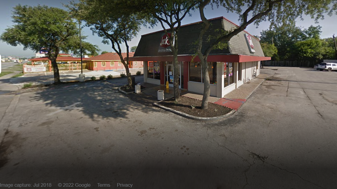 An off-duty worker was shot on the hand after a customer became upset at a Jack in the Box in north Houston, officials say.