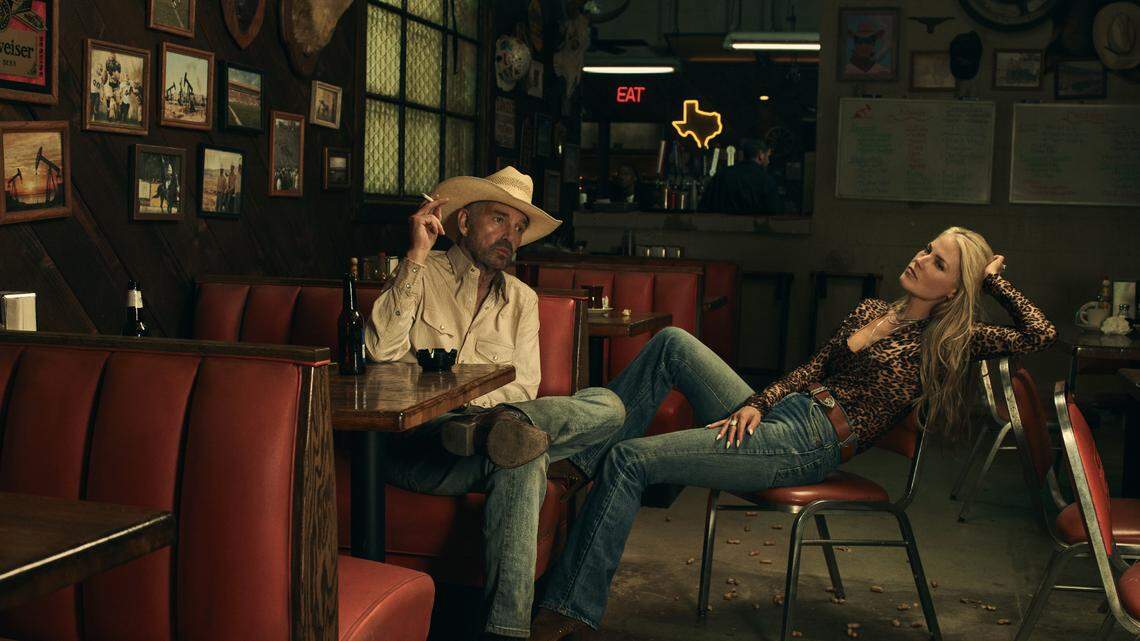 L-R: Billy Bob Thornton as Tommy Norris and Ali Larter as Angela Norris in “Landman” streaming on Paramount+ on Nov. 17.