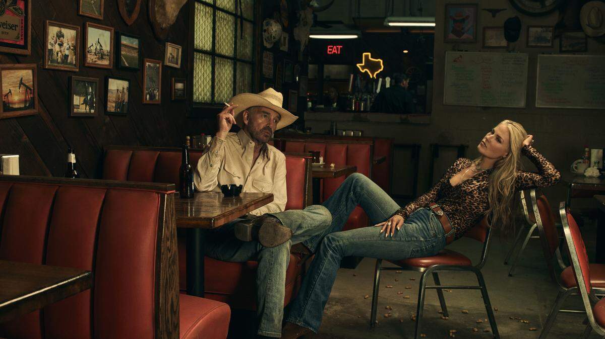 L-R: Billy Bob Thornton as Tommy Norris and Ali Larter as Angela Norris in “Landman” streaming on Paramount+ on Nov. 17.