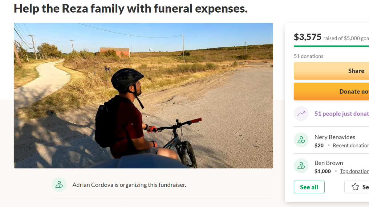 A fundraiser to help Ray Reza’s family pay for funeral expenses raised more than $3,500 in less than four hours.