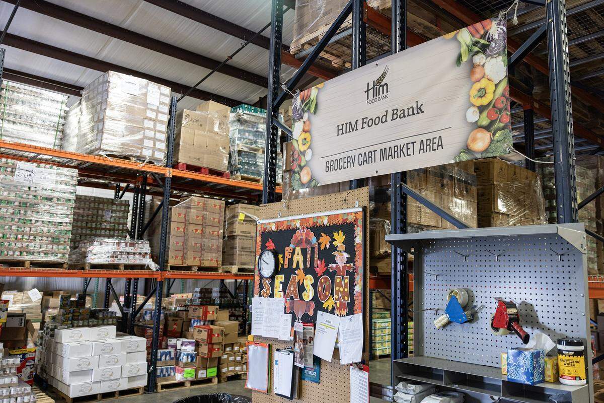 Inside the Him Food Bank Warehouse in Mansfield on Wednesday, Dec. 3, 2025.