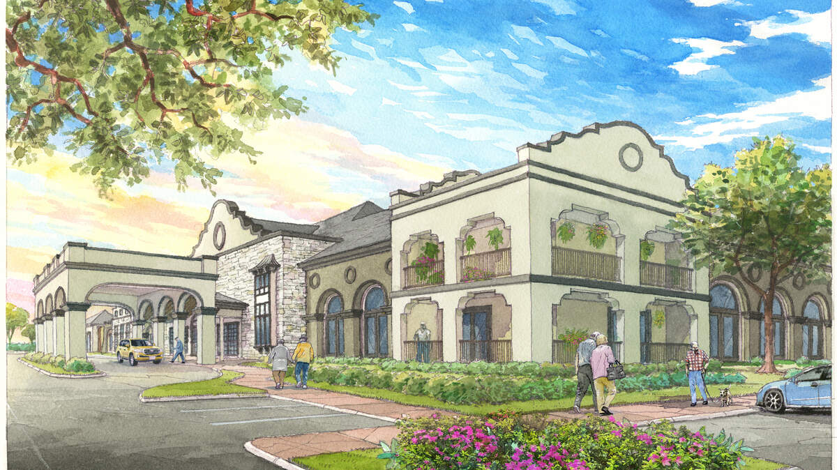 This is a rendering of The Grandview at Chisholm Trail, and assisted living center with resort-like amenities.