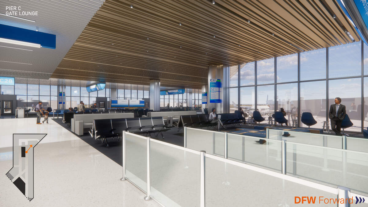 A rendering of Dallas Fort Worth International Airport’s Terminal C pier expansion. The project will add four new gates to the terminal.