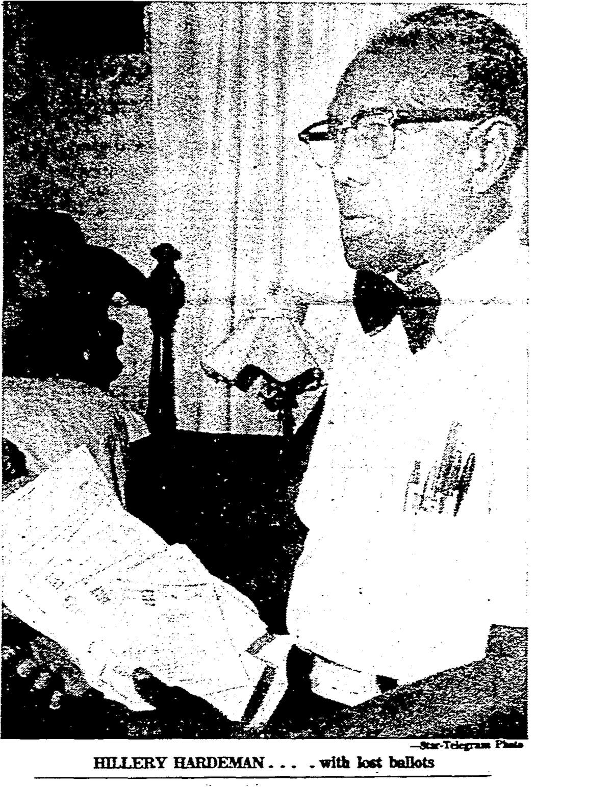 Hillery Hardeman, shown here in a newspaper image, was an election judge in a precinct with disputed votes in the school board race between Carlos Puente and the Rev. Alfred Sanford.