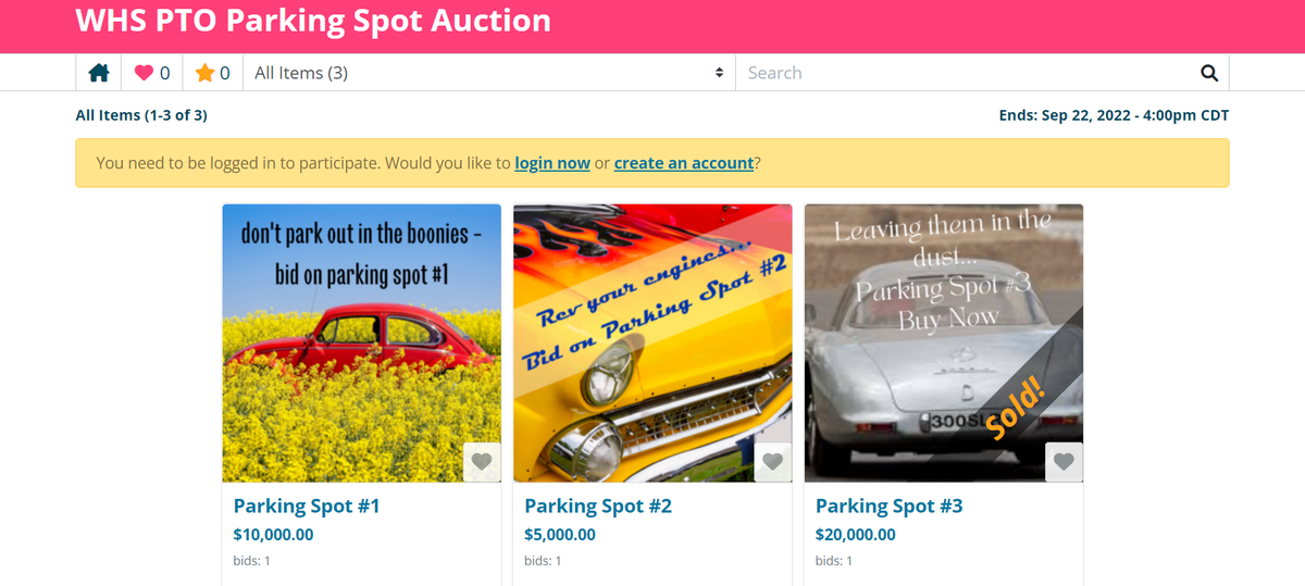 Three parking spots were listed for sale as part of a Texas high school PTO fundraiser.