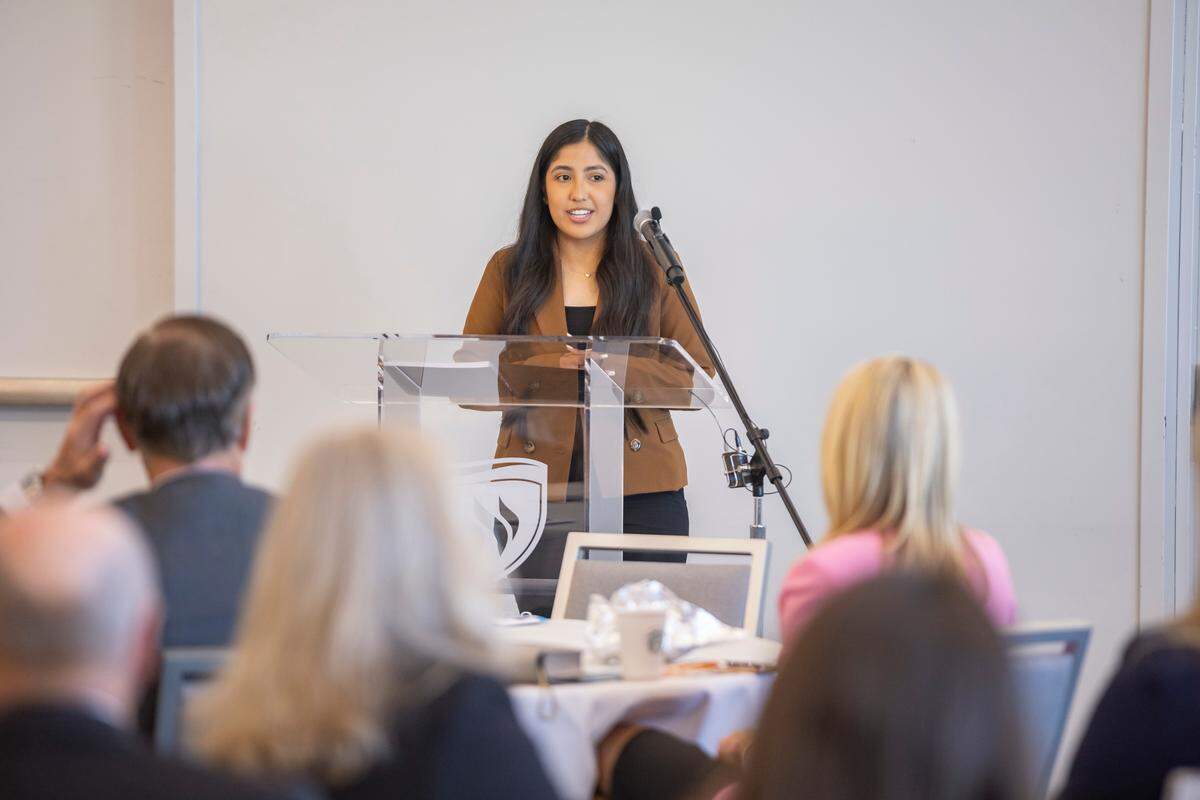 Mia Flores is a first-generation senior at the University of North Texas. Upon graduating, she will begin a full-time role at Lockheed Martin after participating in the company’s high school internship program.