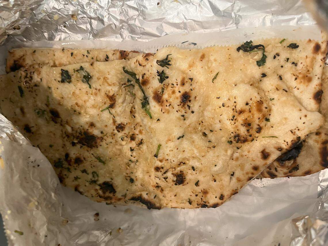 Garlic naan bread for $4 at Hyderabad House in Fort Worth.