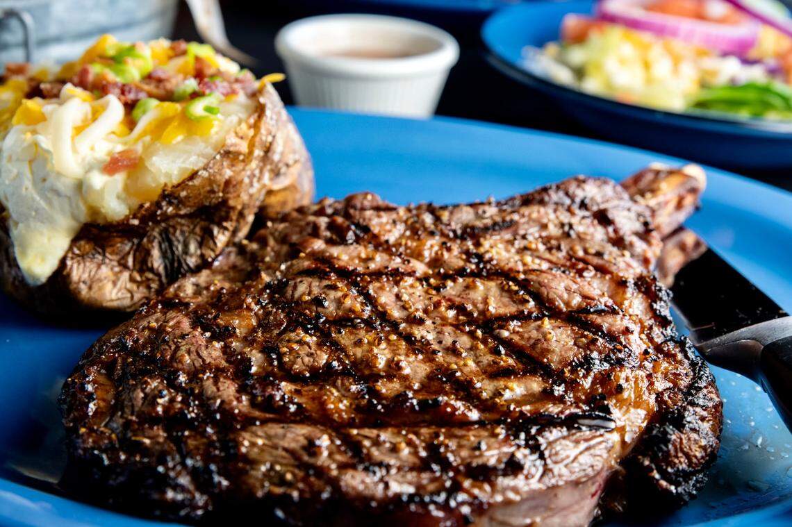 A bone-in rib-eye at Hoffbrau Steak & Grill House.