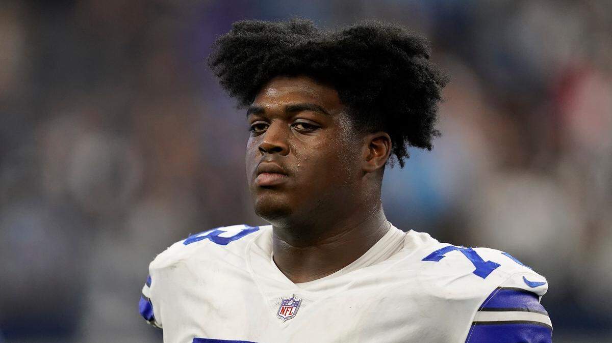 Tyler Smith was thrust into starting all 17 games of his rookie season for the Dallas Cowboys after Tyron Smith tore his left hamstring before the season started.