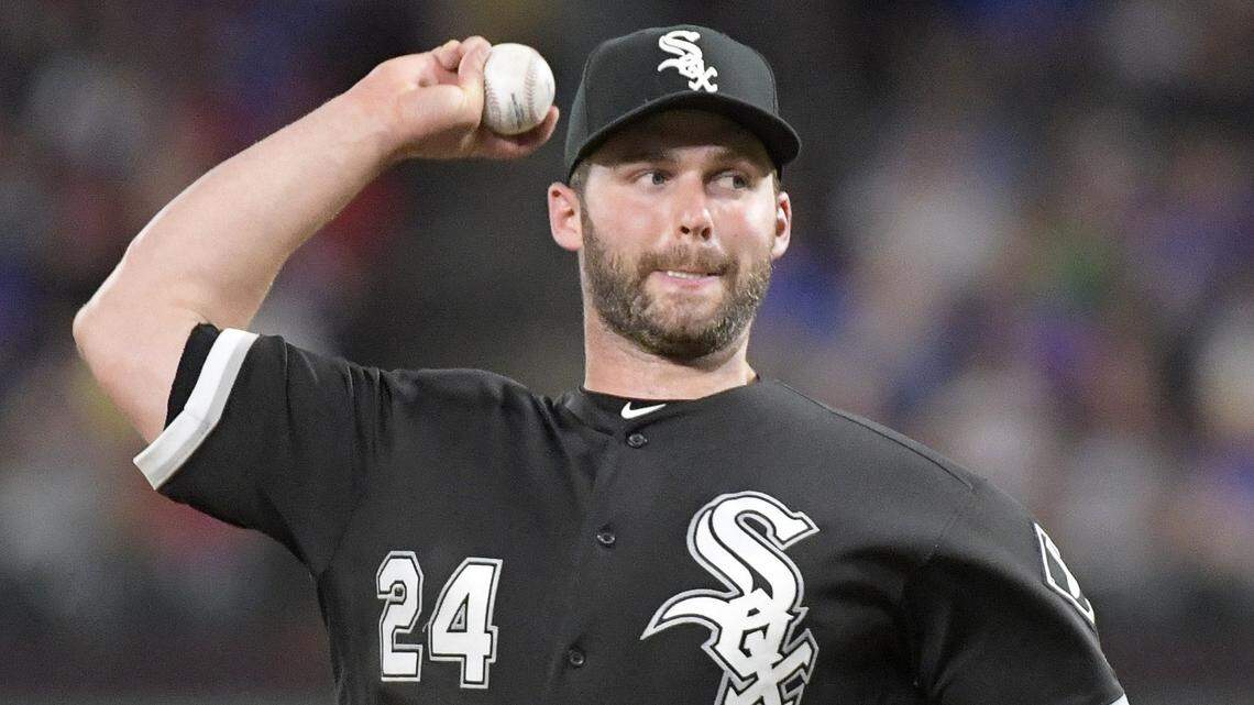 Chicago White Sox designated hitter Matt Davidson (24) pitching for the first time in his career during the eighth inning as the Rangers beat the White Sox 11 - 3 at Globe Life Park in Arlington, TX, Friday, June 29, 2018.