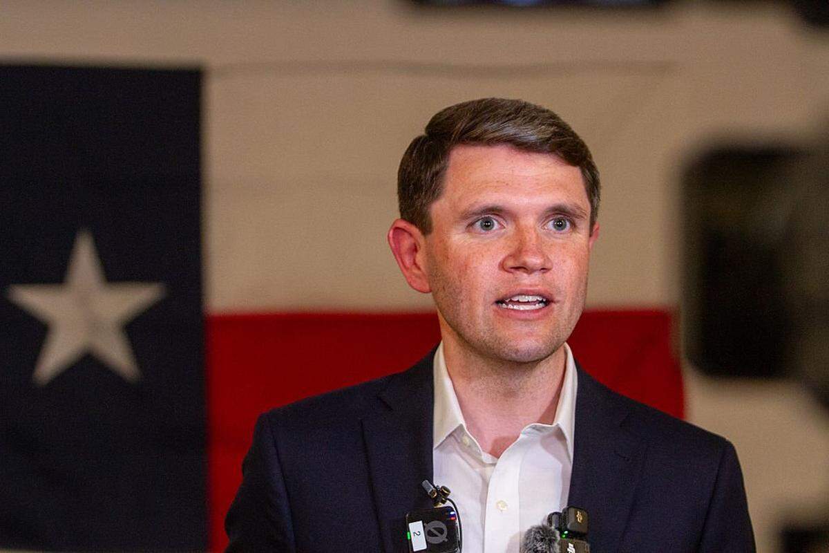 Texas State Rep. James Talarico speaks to members of the media at the Fire Fighters Hall February 21, 2026 in El Paso.